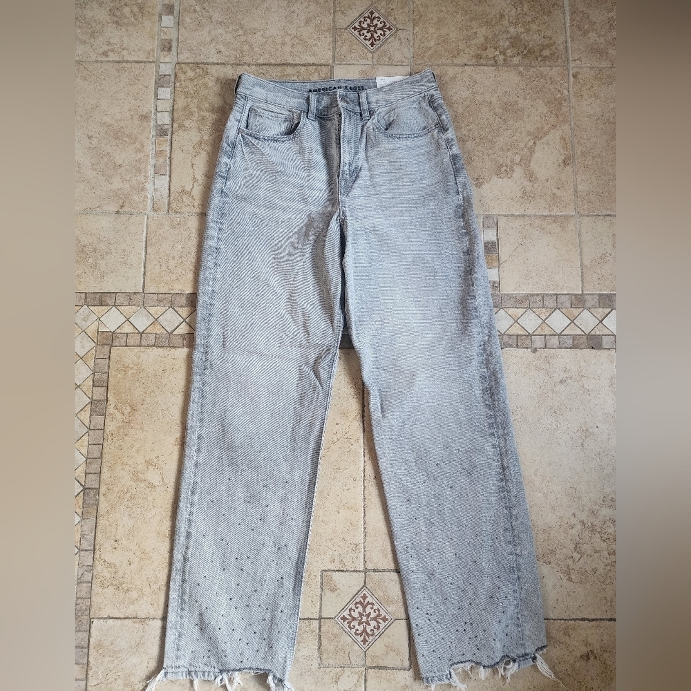 American Eagle Outfitters Light Gray Straight Leg Jeans